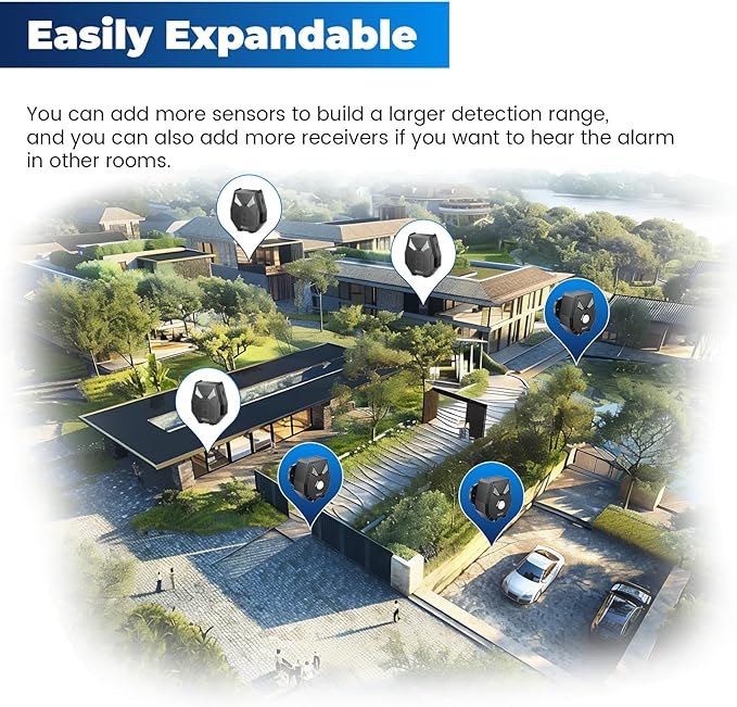 Solar Driveway Alarm Wireless Outside Weatherproof 1/2 Mile Long Range
