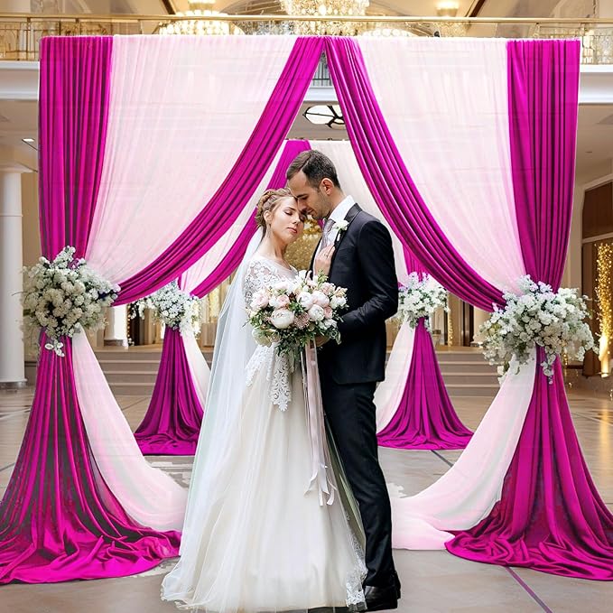 10 x 10 Feet Rose Red Backdrop Curtain for Partie, Background Curtains for Photoshoot, Birthday, Wedding, Halloween, Thanksgiving, Christmas Day, New Year Party Decorations 5Ft x 10Ft, 2 Panels