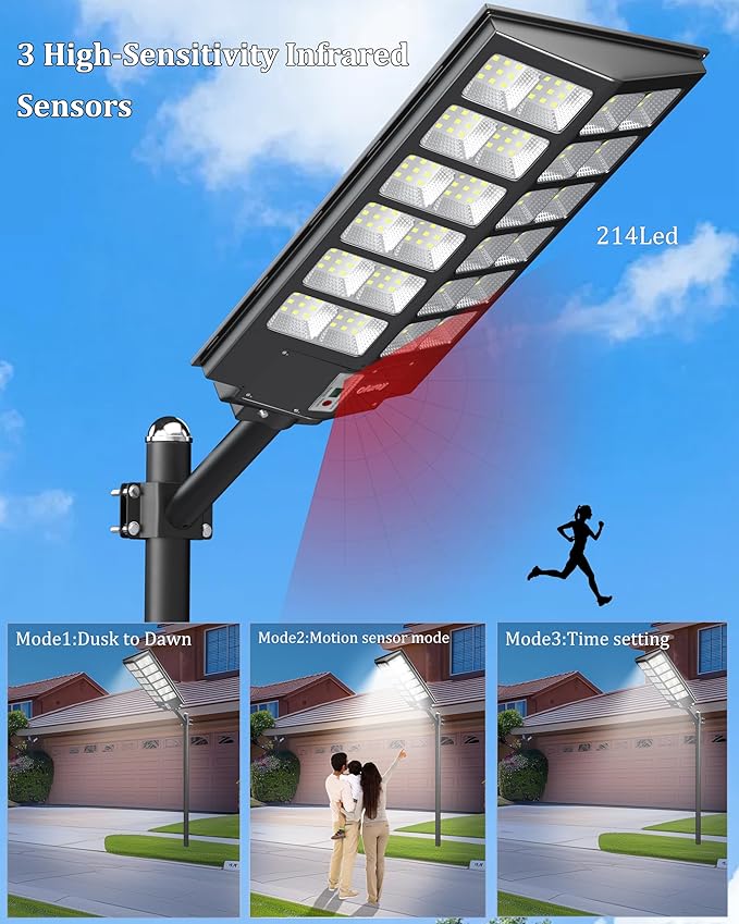 Ofuray Of-9600W Solar Street Lights Outdoor, 660000Lm Solar Security Flood