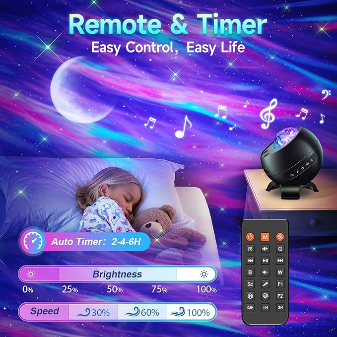 Northern Galaxy Light Projector, 300+Modes & 5 Films Star Projector, 15 White
