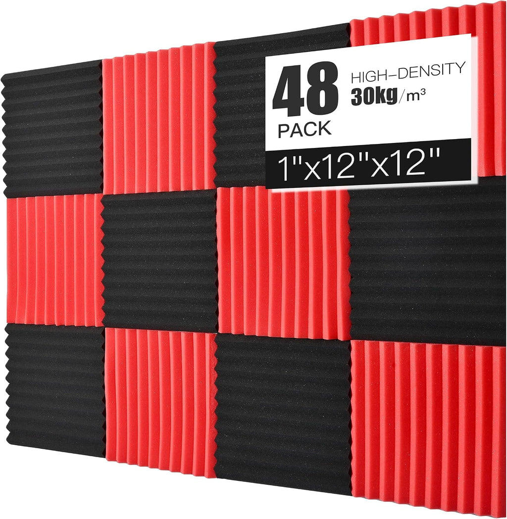 Acoustic Foams Panels 48 Pack 1" x 12"x 12" Sound Proof Foam Panels