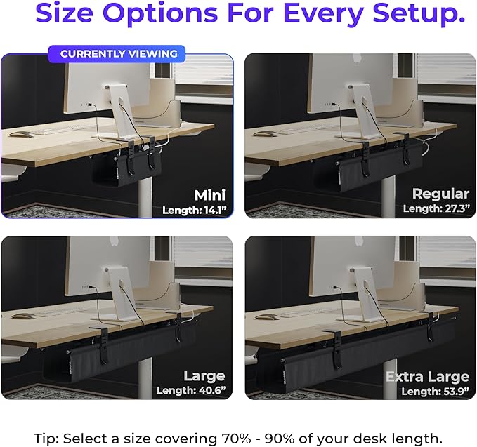 Ascrono Original No Drill Under Desk Cable Management Tray 14.1"