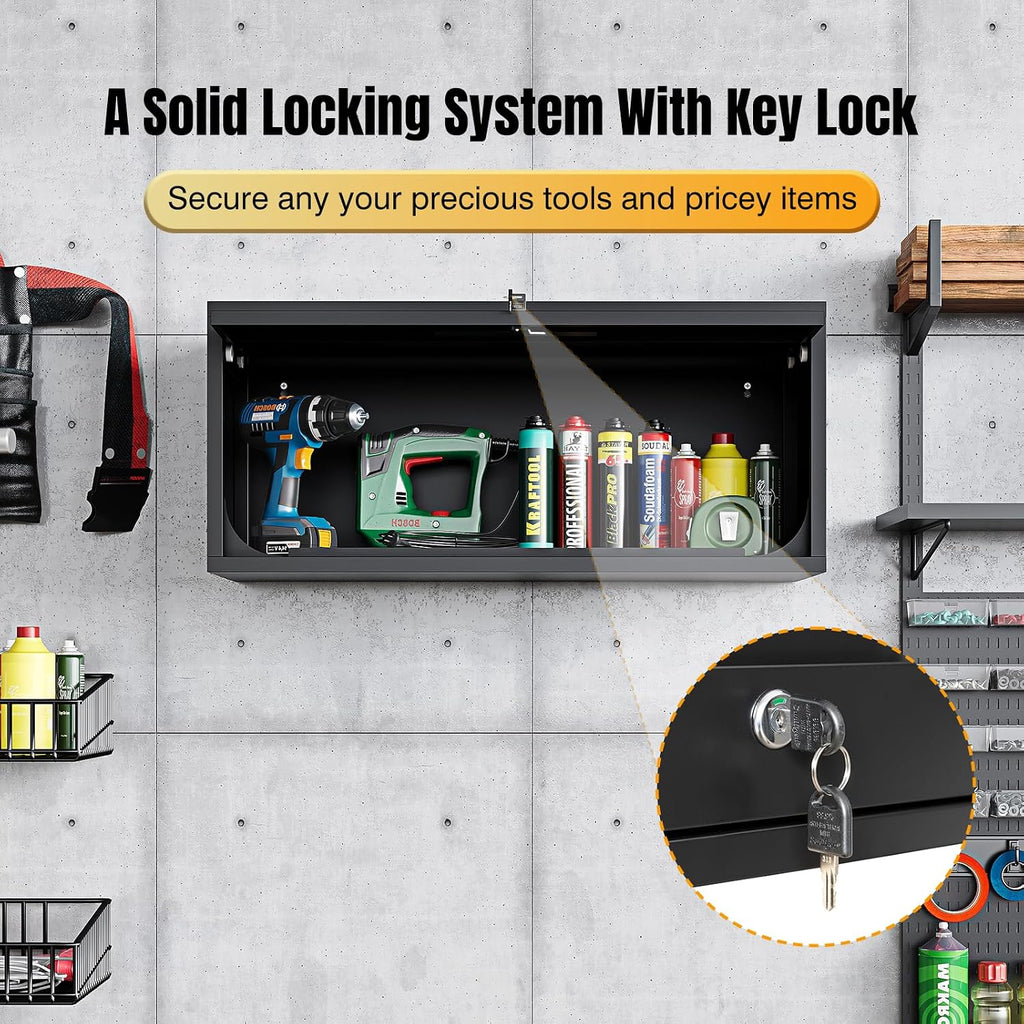 small wall-mounted locking cabinet metal garage storage cabinet, package contents