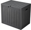 33 Gal Outdoor Storage Box Waterproof Lockable,Deck Box, Charcoal Black