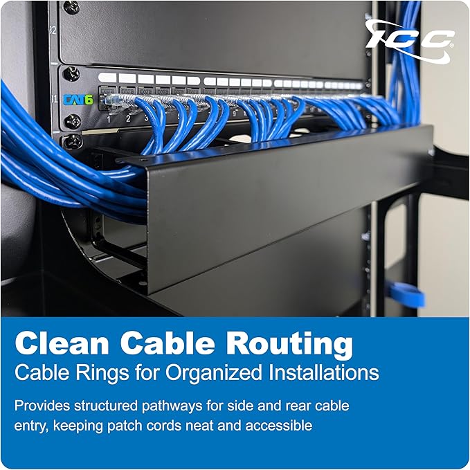 ICC 2U Ring Cable Manager Panel (6-Pack)