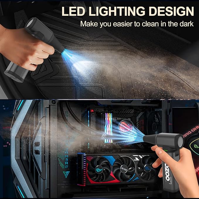 Compressed Air Duster, 180000RPM Powerful Cordless Electric Air Duster