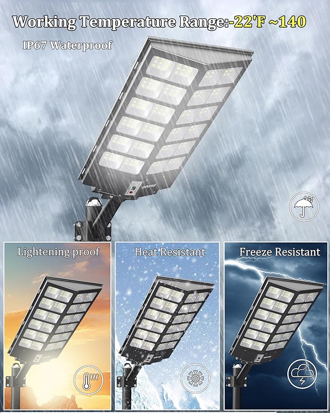 Ofuray Of-9600W Solar Street Lights Outdoor, 660000Lm Solar Security Flood