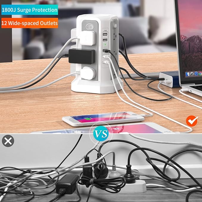 PASSUS Surge Protector Power Strip
