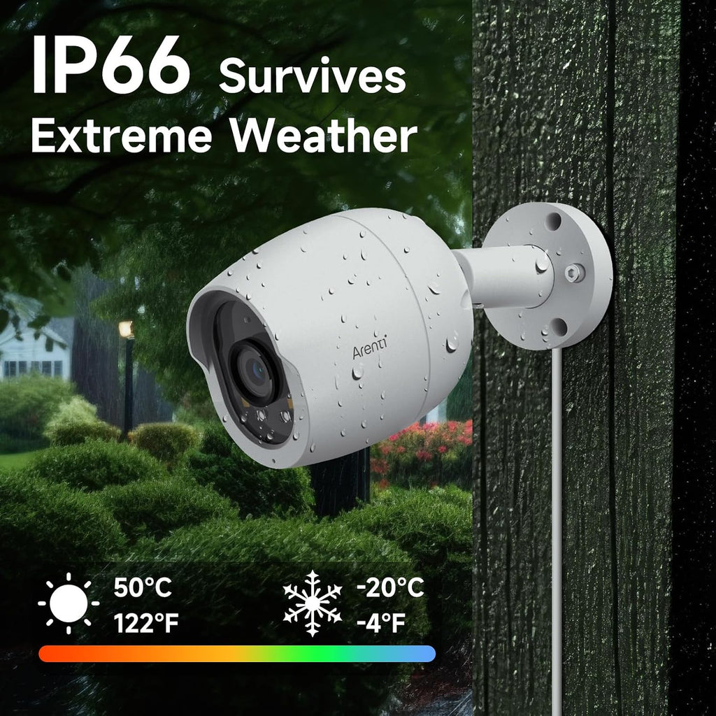 arenti 8mp poe ip camera outdoor security system showing dimensions
