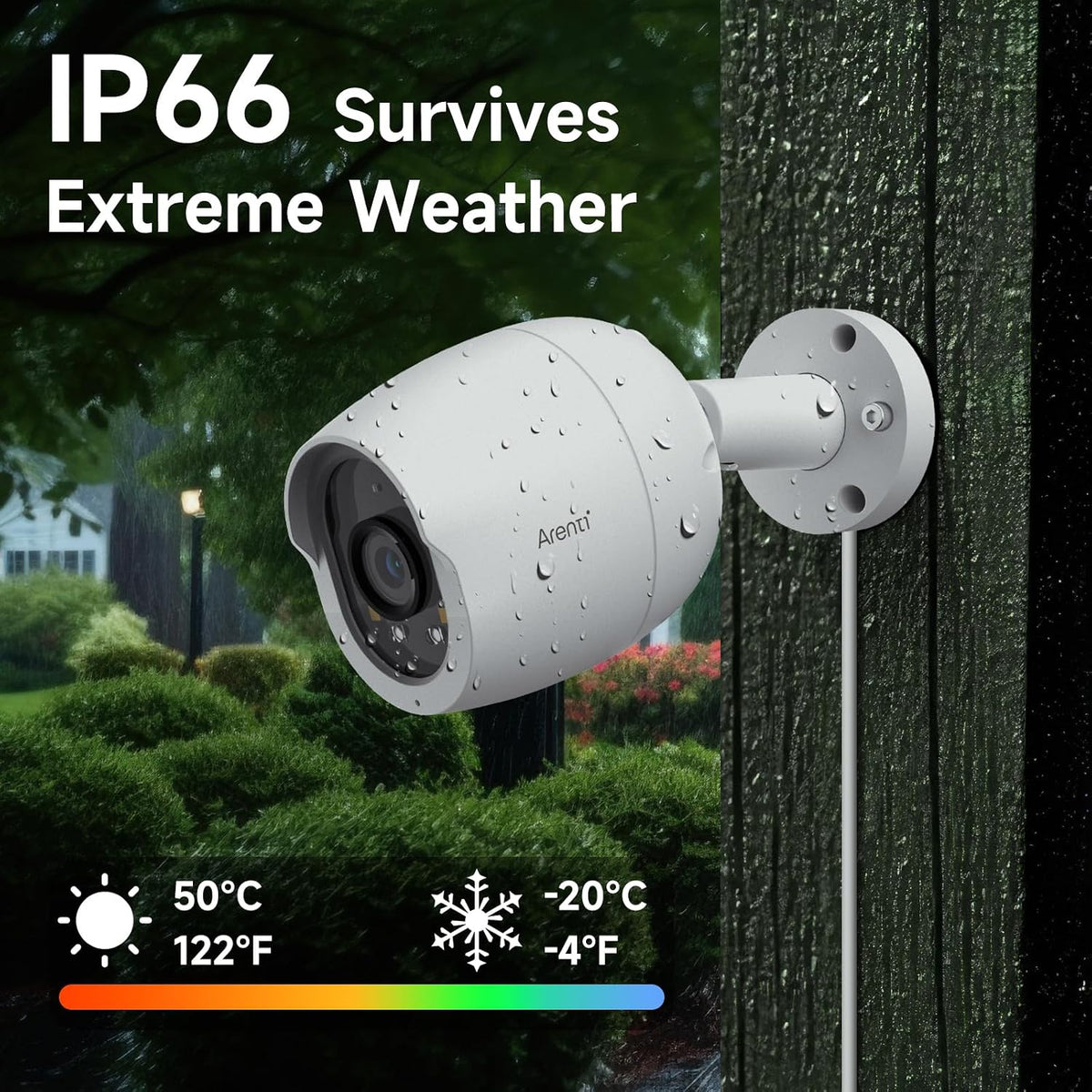 arenti 8mp poe ip camera outdoor security system showing dimensions