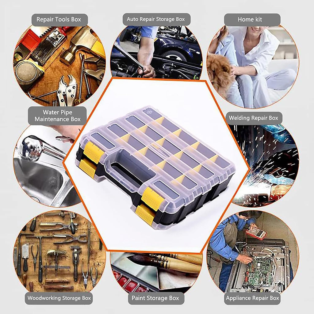 aidy-pro hardware organizer box 34 compartments small parts, close-up detail