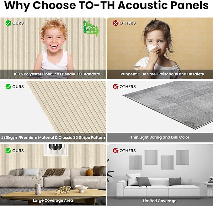 5 Pack Acoustic Panels, Premium Wall Sound Absorbing Panels, Decorative Sound