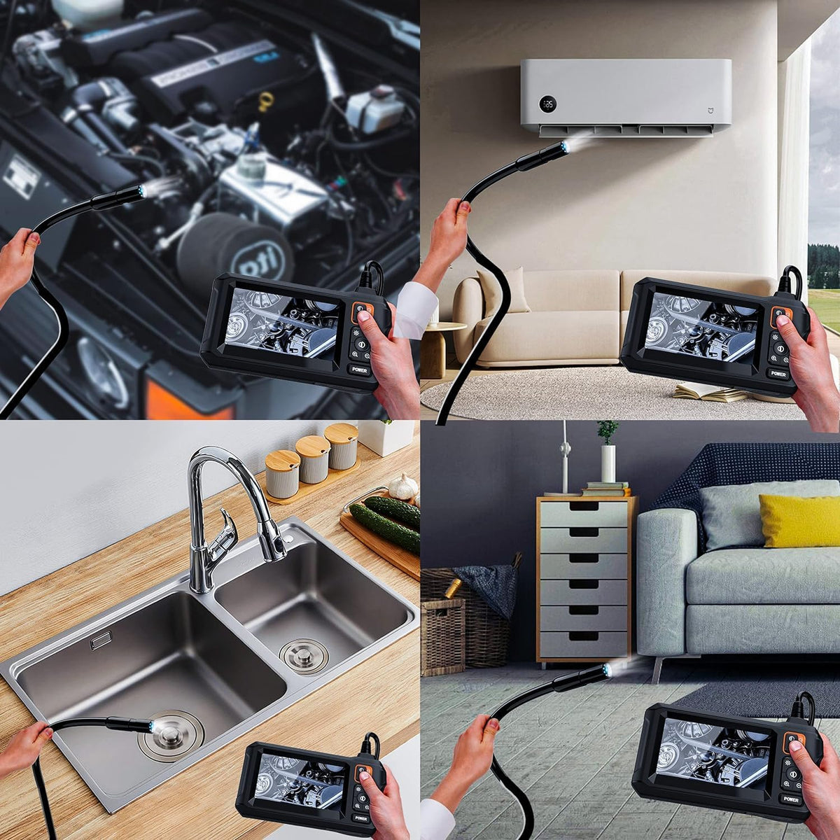 daxiongmao endoscope camera with light, 1080p hd borescope on a desk or shelf