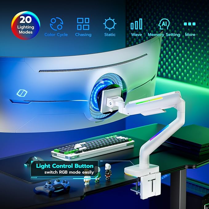 Ultrawide Monitor arm for 17-49'' Heavy Duty Screen up to 44lbs, Gas Spring