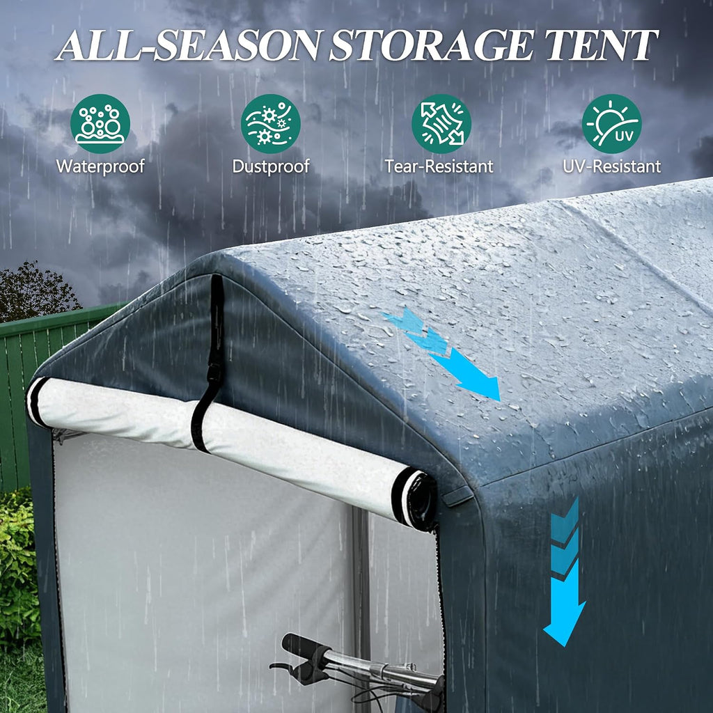 gartoo 6 x 3ft outdoor cycle storage shelter, side view