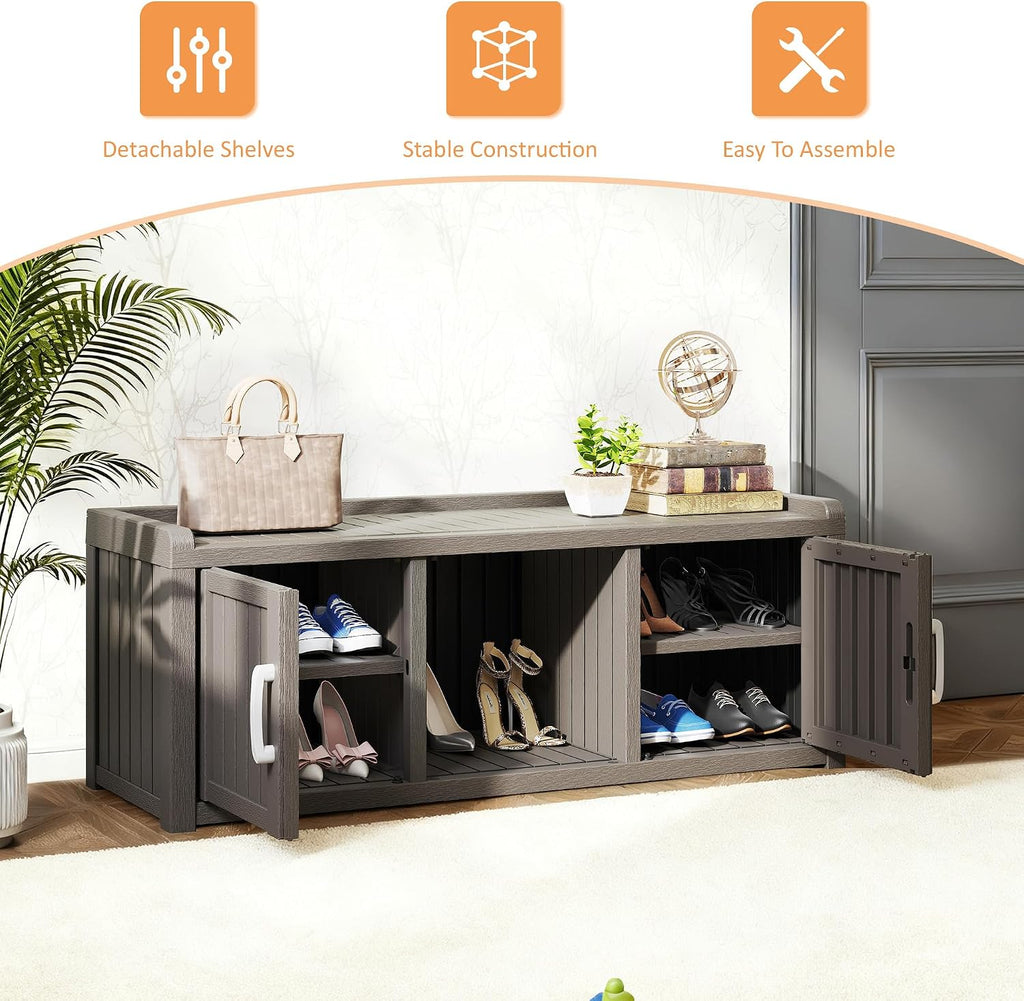 outdoor shoe bench with waterproof uv-resistant indoor resin on a desk or shelf