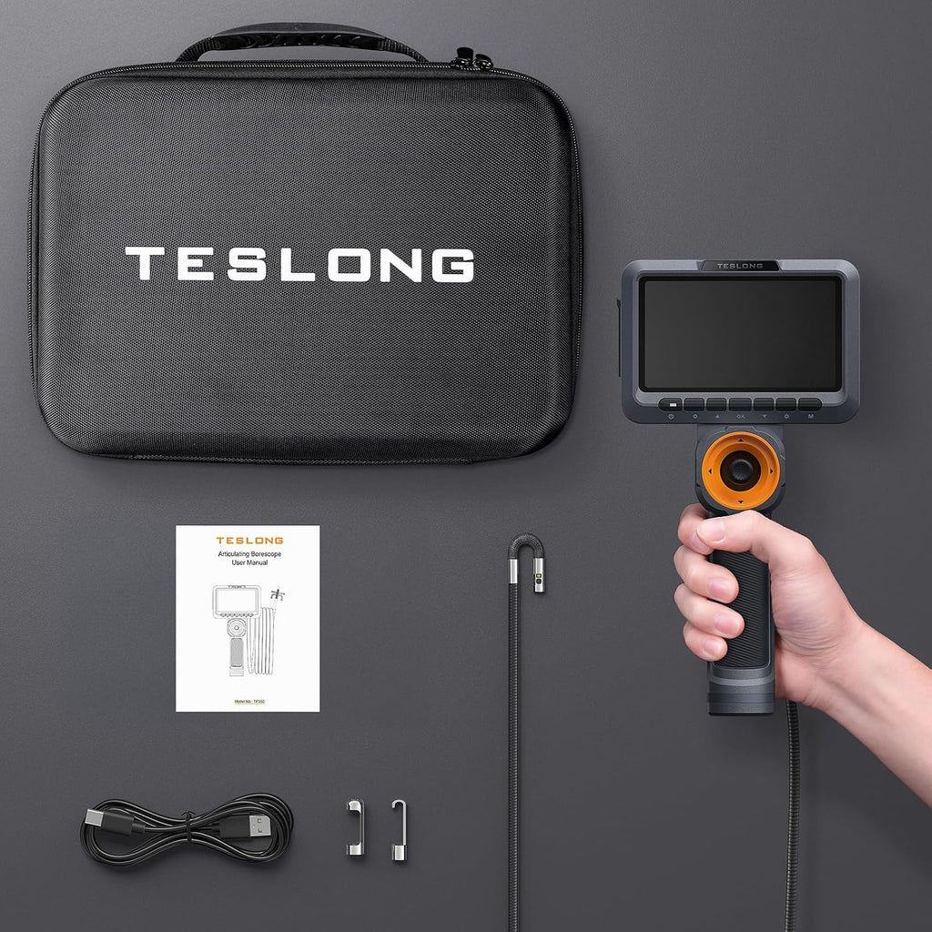 teslong dual lens 4-way articulating borescope for wall, view 10