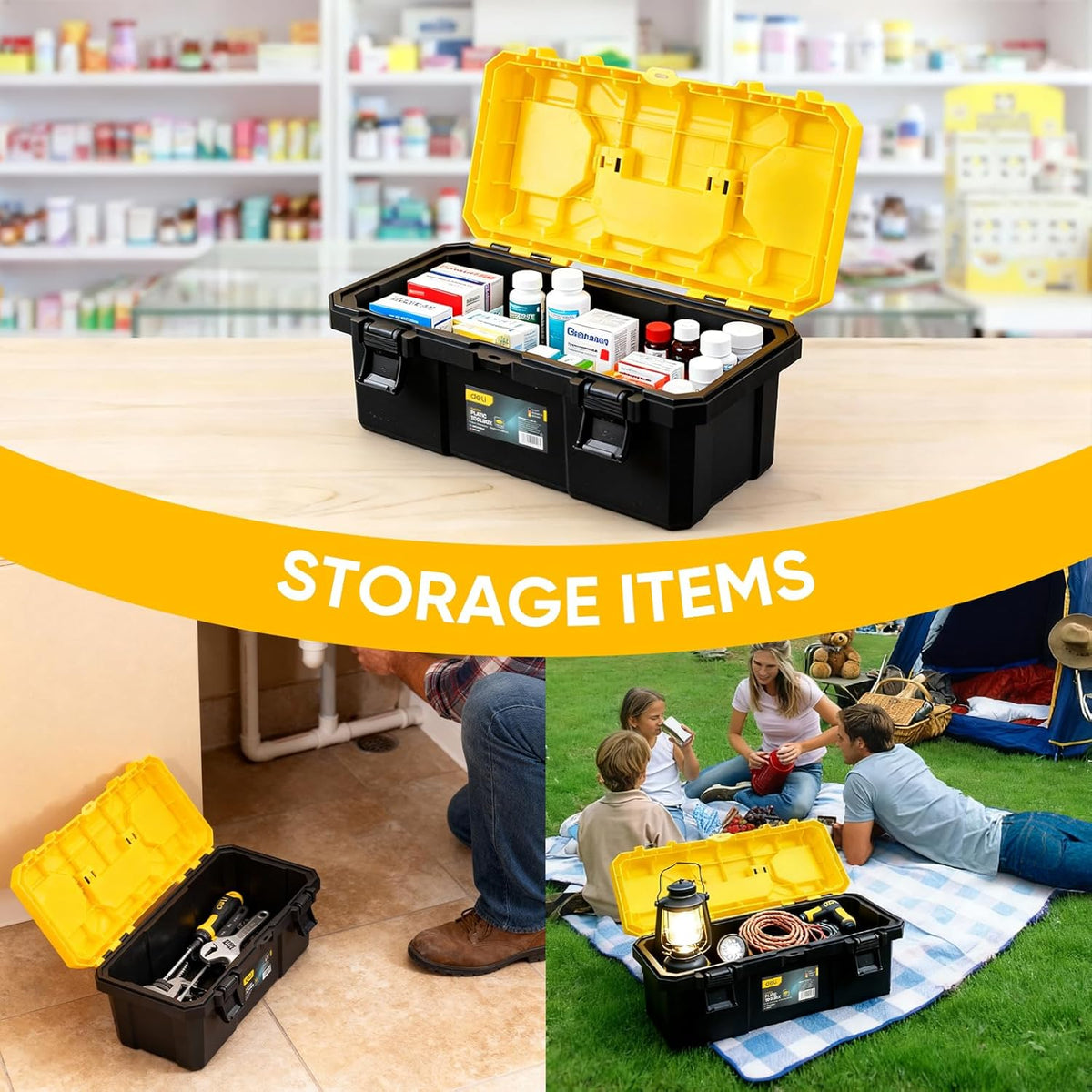 18 inch tool box with lock, 2-layer heavy-duty, package contents