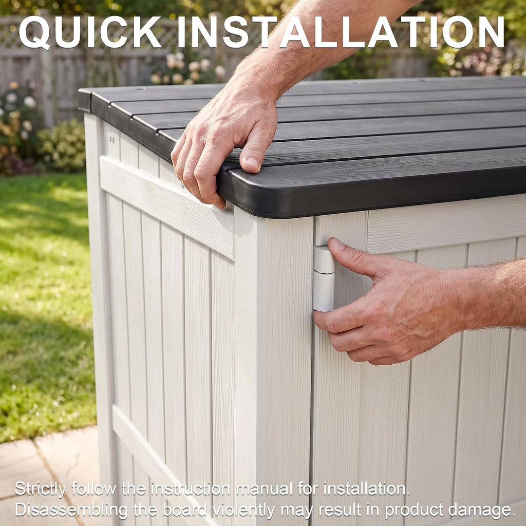 outdoor storage box & cabinet 36 cu ft showing dimensions