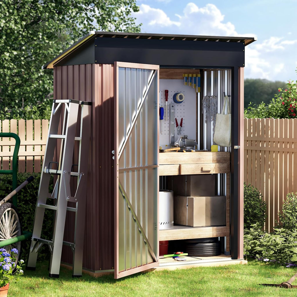 panovue 5x3x6.1ft garden storage shed (no wood panels&frame on a desk or shelf
