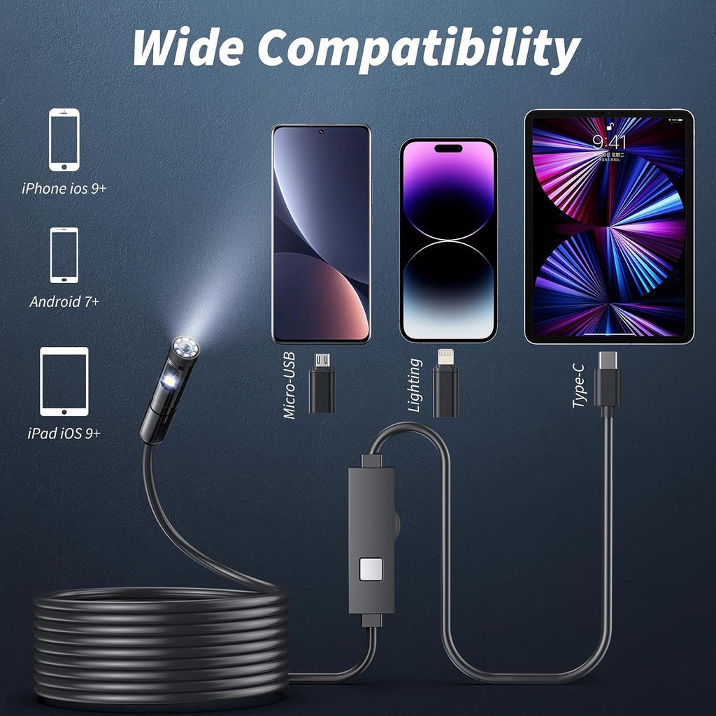 endoscope camera with light,1920p hd borescope tools with, package contents