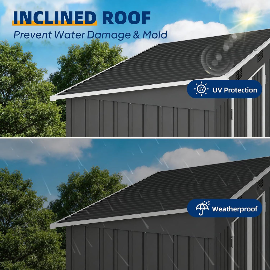 udpatio storage shed, 8x4 ft metal sheds & showing dimensions