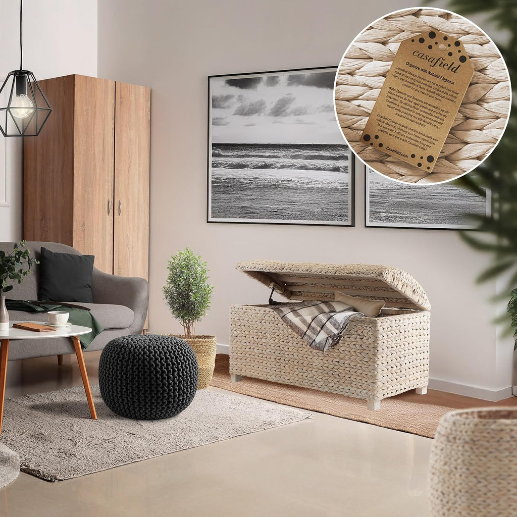 casafield 36" storage trunk with curved lid and shown in use