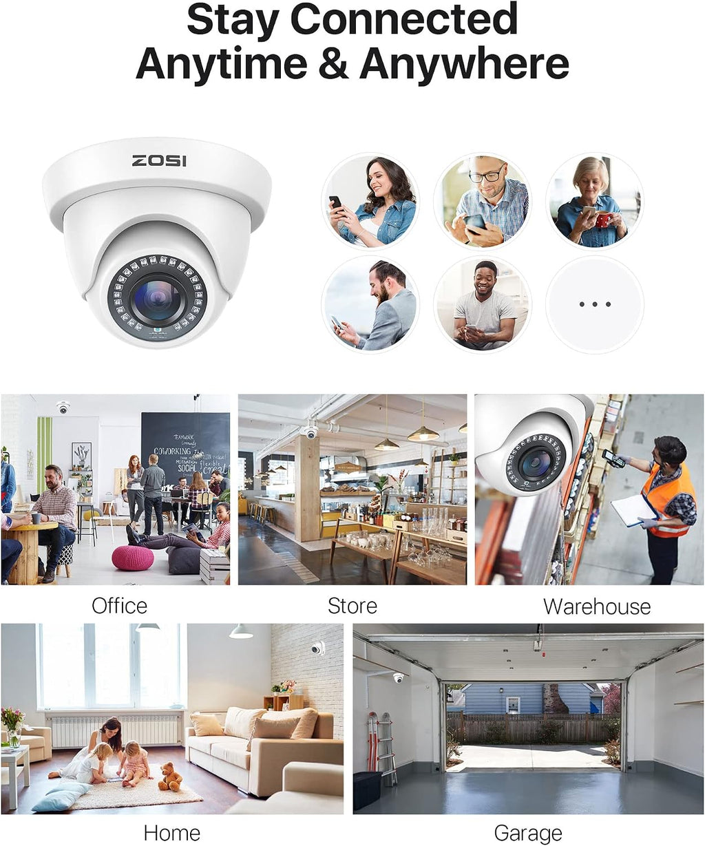 zosi 4 pack 1080p security cameras,night vision,2mp outdoor, package contents