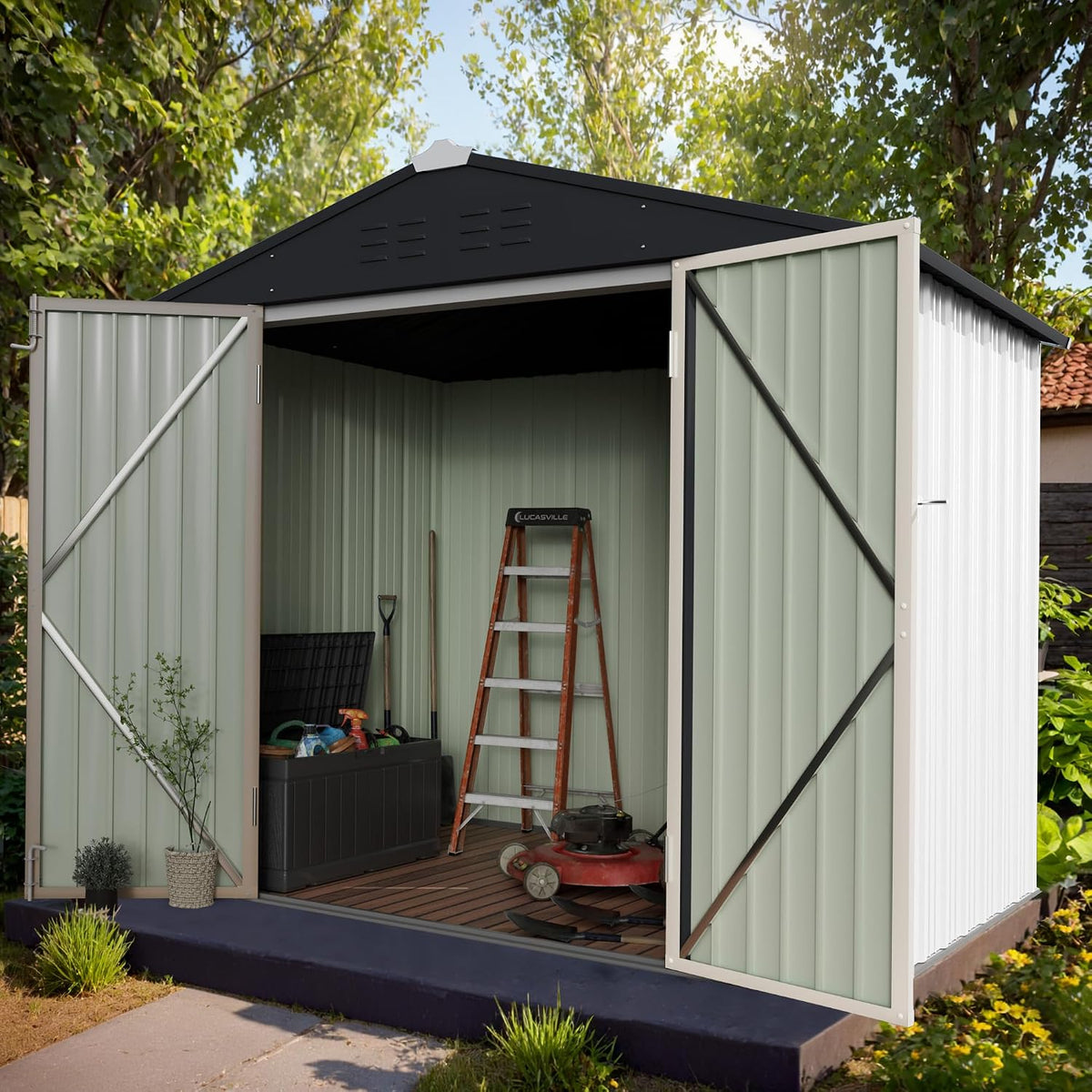 gunji 8 x 6 ft shed outdoor storage, side view