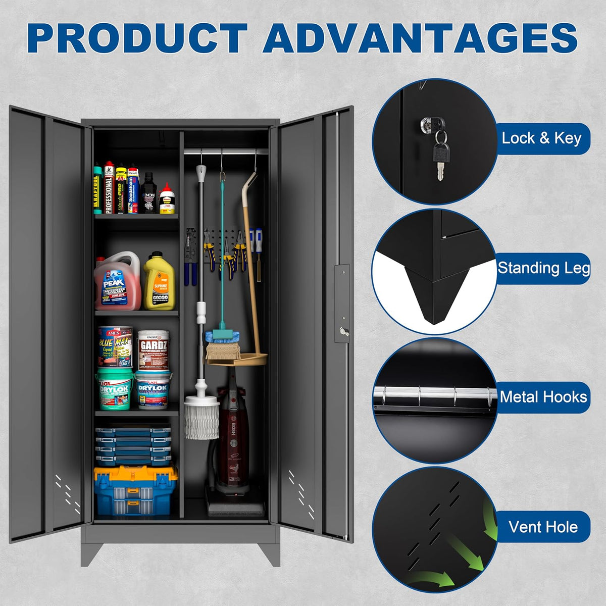 metal garage storage cabinets with lock, cabinet with, side view