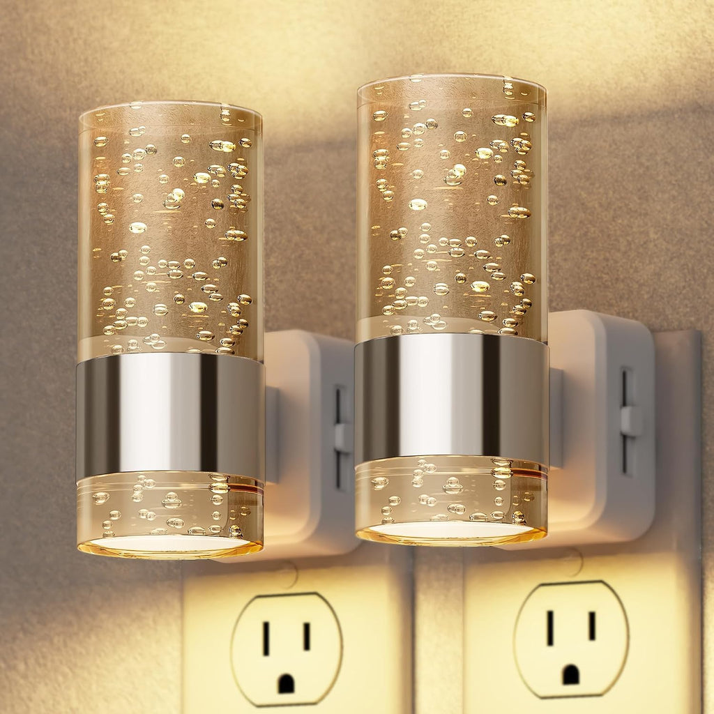 Briignite Night Light, 2 Pack Dimmable Night Lights Plug into Wall, Bubble