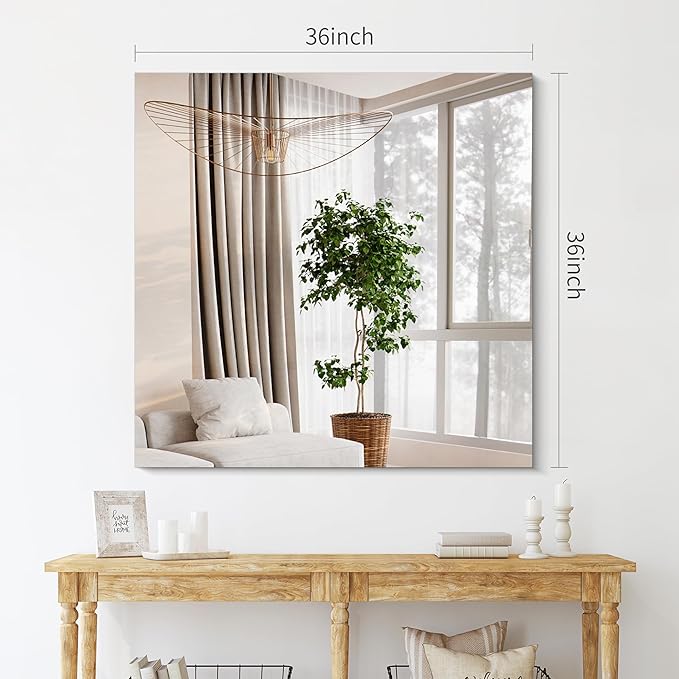 CILIBER Frameless Wall Mirror, 36x36 inch Square Bathroom Mirrors