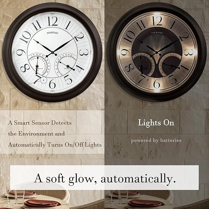 FOUNTAIN DESIGNS 18 Inch Illuminated in/Outdoor Clock