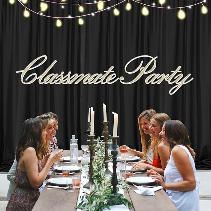 MEETSKY Black Backdrop Curtains for Parties - 10ft x 8ft Party Photo Background Curtain Rod Pocket Fabric Drapes Panels for Boys Birthday Holiday Home Halloween Decoration, 5ft x 8ft, 2 Panels