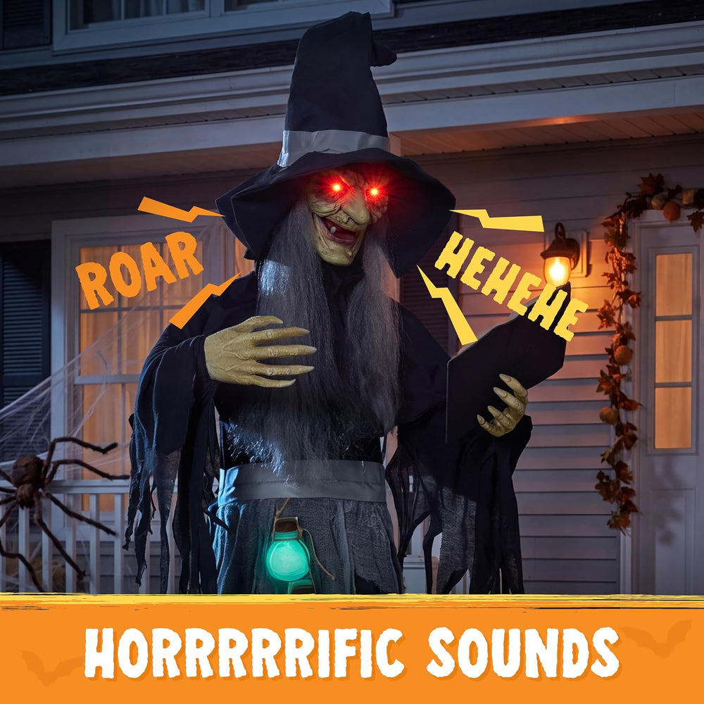 JOYIN Halloween Decorations Outdoor Life-Size Scary Animated Witch with Spell...