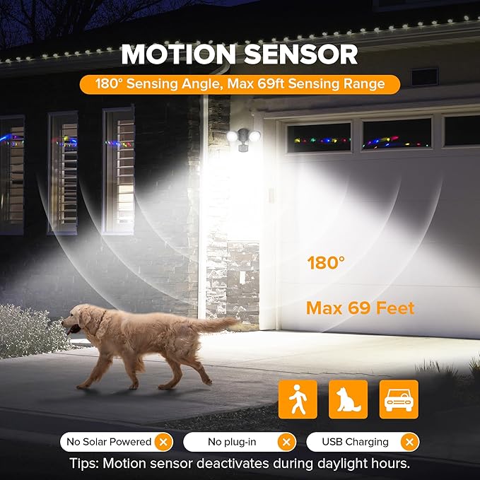 LUTEC 32W 3500 Lumen LED Security Lights Motion Sensor Light Outdoor, 5000K