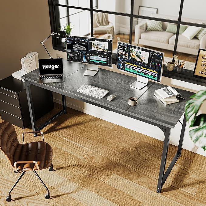 Huuger Computer Gaming Desk, 63 Inch Office Desk
