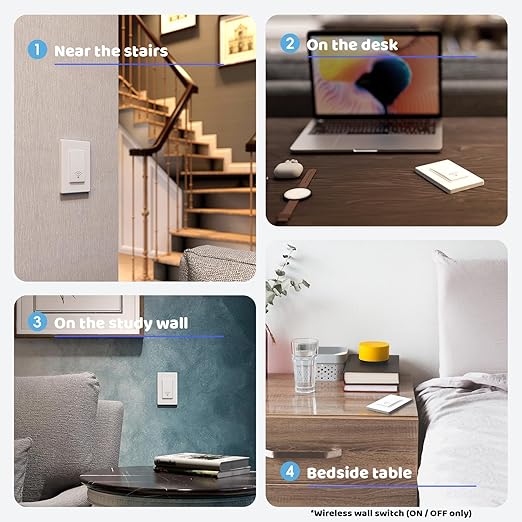 Wireless Light Switch and Receiver Kit, Self-Powered, No WiFi Needed, Remote