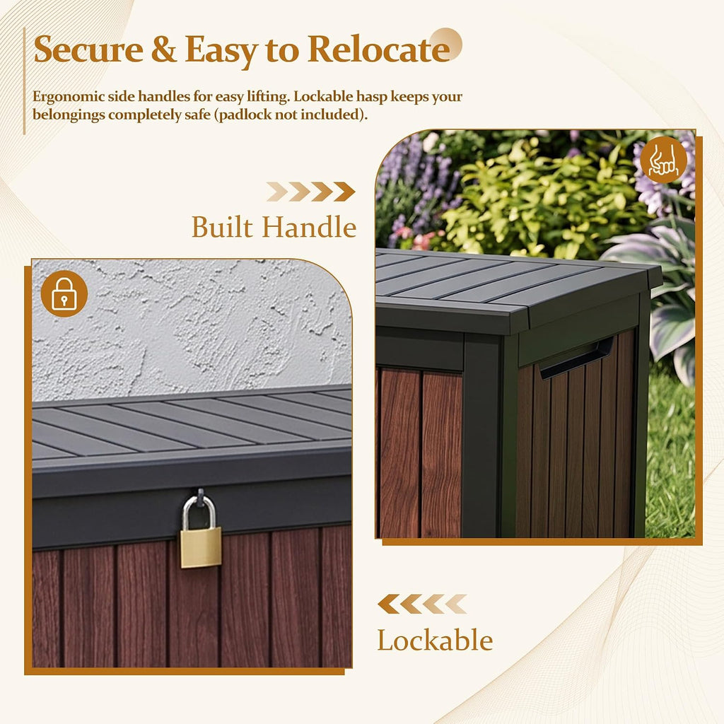efu outdoor storage deck box (390 gal gen2) shown in use