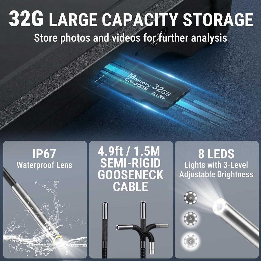 articulating borescope camera, 6.2mm borescope endoscope with 5", package contents