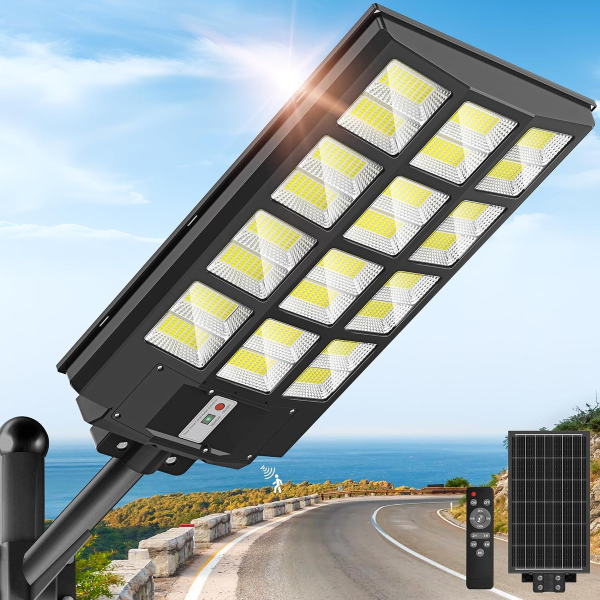 OKPRO Solar Lights Outdoor Waterproof, 8000W Solar Street Light