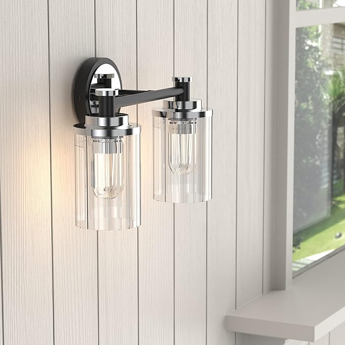 PHIXART Bathroom Lighting Fixtures Black and Chrome Bathroom Vanity Light