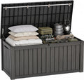 ROJIK 170 Gallon Waterproof Outdoor Deck Storage Box, UV Resistant， Lockable Resin Patio Storage Bin with Lid for Garden Tools, Patio Cushions & Outdoor Accessories(Black)