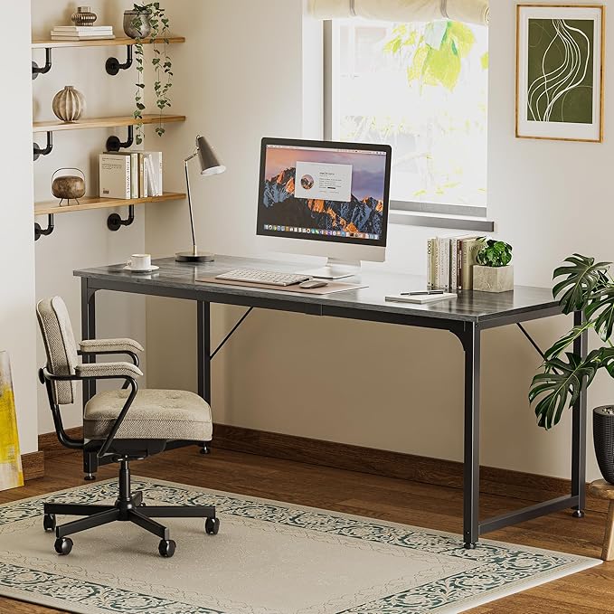 Huuger Computer Desk, 70 Inch Office Desk, Gaming Desk