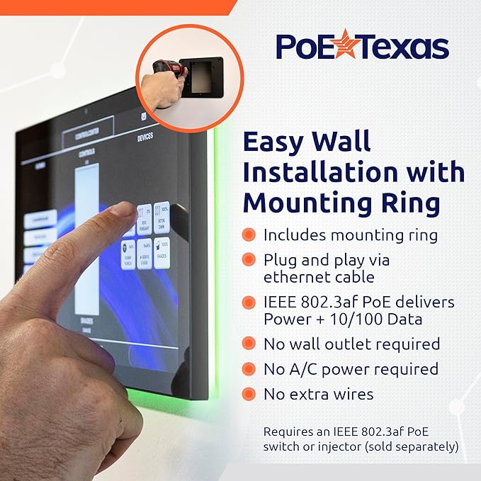 PoE Texas Low Profile 10-Inch Touchscreen Conference Room Scheduler PoE Tablet