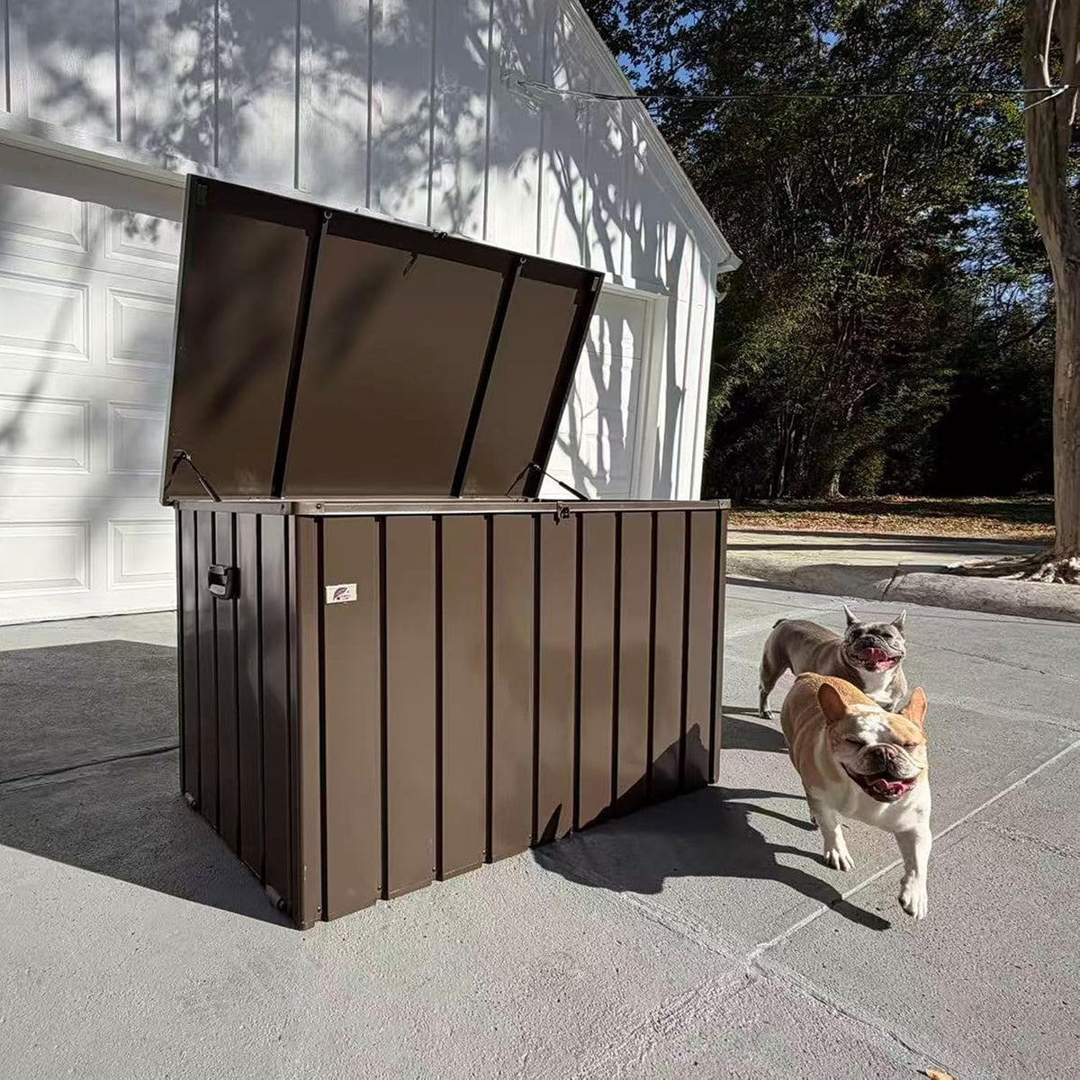 PURPLE LEAF Outdoor Deck Box 100 Gallon, Waterproof Lockable Storage, Brown