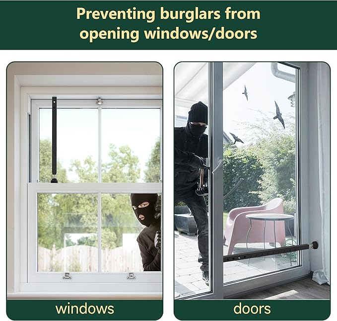 WooFog Adjustable Window Security Bars Vertical, Heavy Duty Sliding Patio Glass (4 PCS)