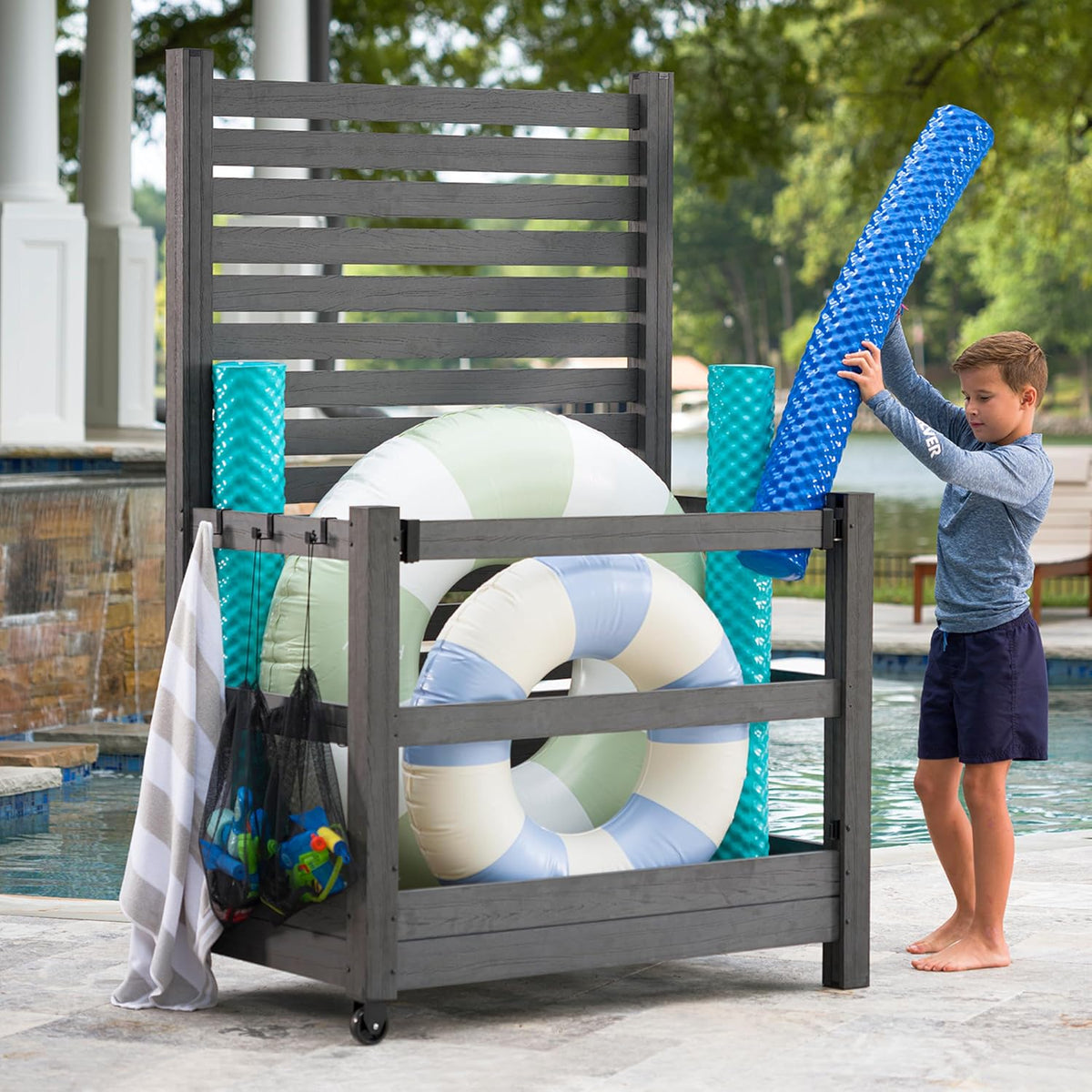 Zippity Oasis Privacy Poolside Organizer, Charcoal Vinyl