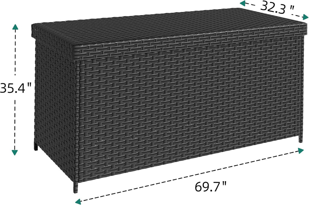 DWVO 260 Gallon Deck Box, XXL All-Weather Wicker Outdoor Storage Box