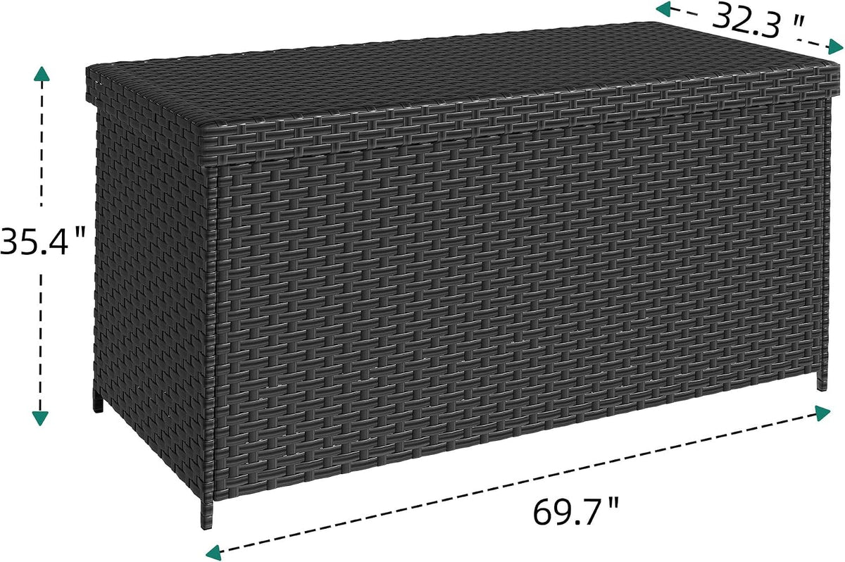 DWVO 260 Gallon Deck Box, XXL All-Weather Wicker Outdoor Storage Box